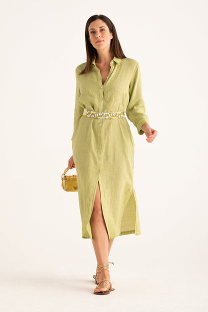 Women's Linen Shirt Dress – Apple Soft, view 6