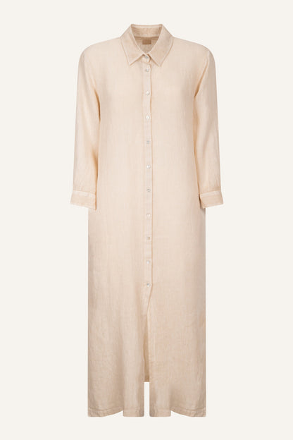 Women's Linen Shirt Dress – Safari Soft Fade, view 4