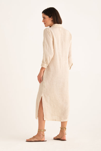 Women's Linen Shirt Dress – Safari Soft Fade, view 2