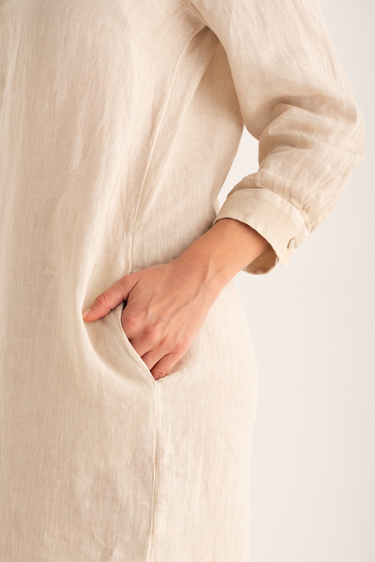Women's Linen Shirt Dress – Safari Soft Fade, view 3