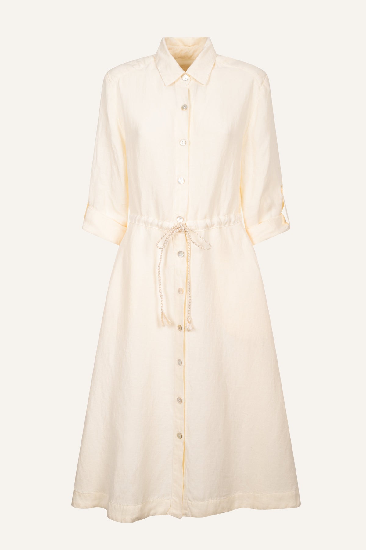 Women's Linen Shirt Dress with Tie Waist – Butter, view 7