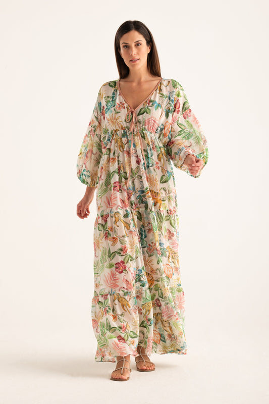Women's Linen Long Dress – Print, view 1