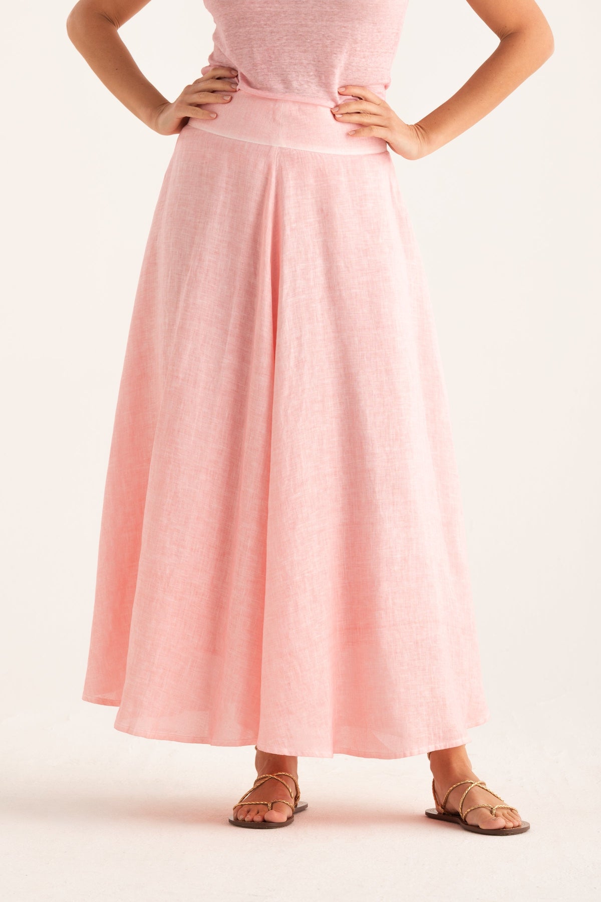 Women's Linen Flared Maxi Skirt – Ballerina, view 1