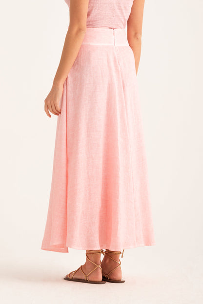 Women's Linen Flared Maxi Skirt – Ballerina, view 2