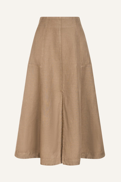 Women's Flared Maxi Linen Skirt with Front Slit – Savana, view 10
