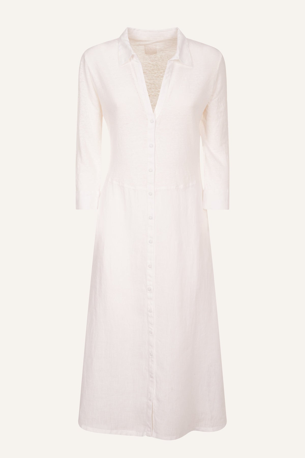 Women's Linen Midi Shirt Dress – White, view 7