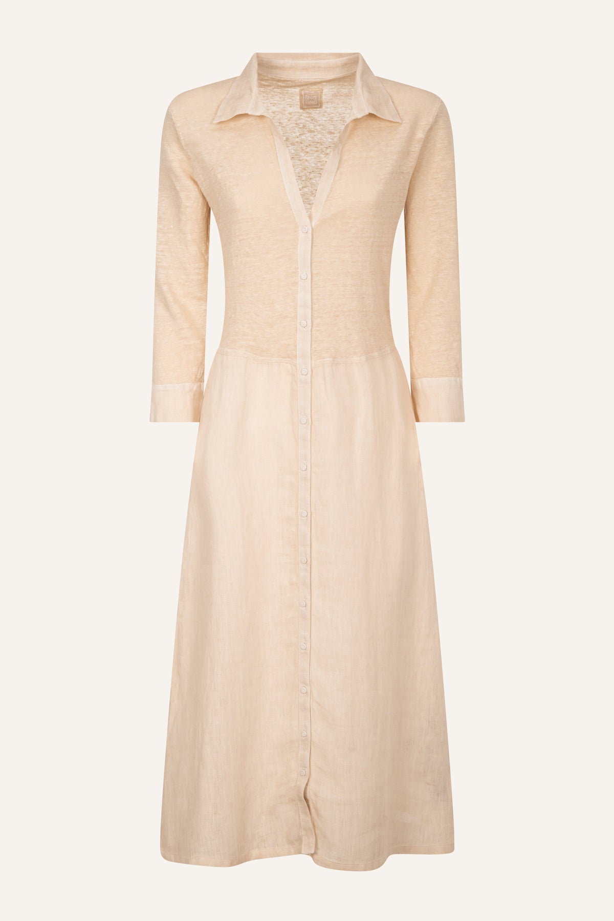 Women's Linen Midi Shirt Dress – Safari Soft Fade, view 6