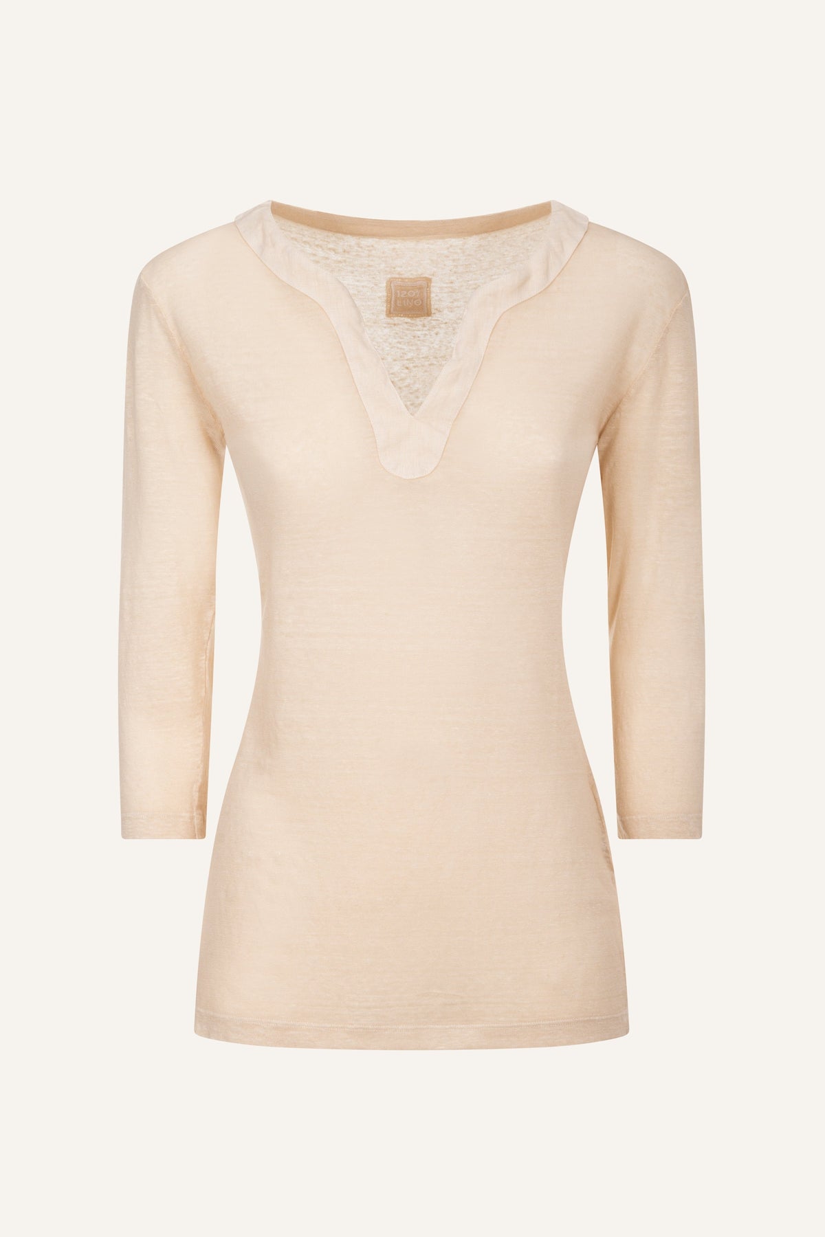 Women's Linen V-Neck T-Shirt with Refined Finish – Safari Soft Fade, view 6
