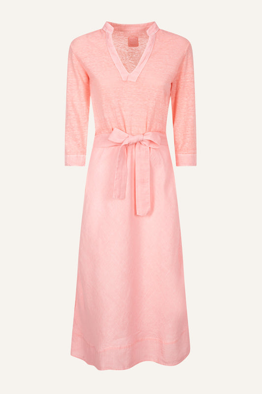 Women's Linen Jersey Midi Dress with Tie Waist – Ballerina, view 1