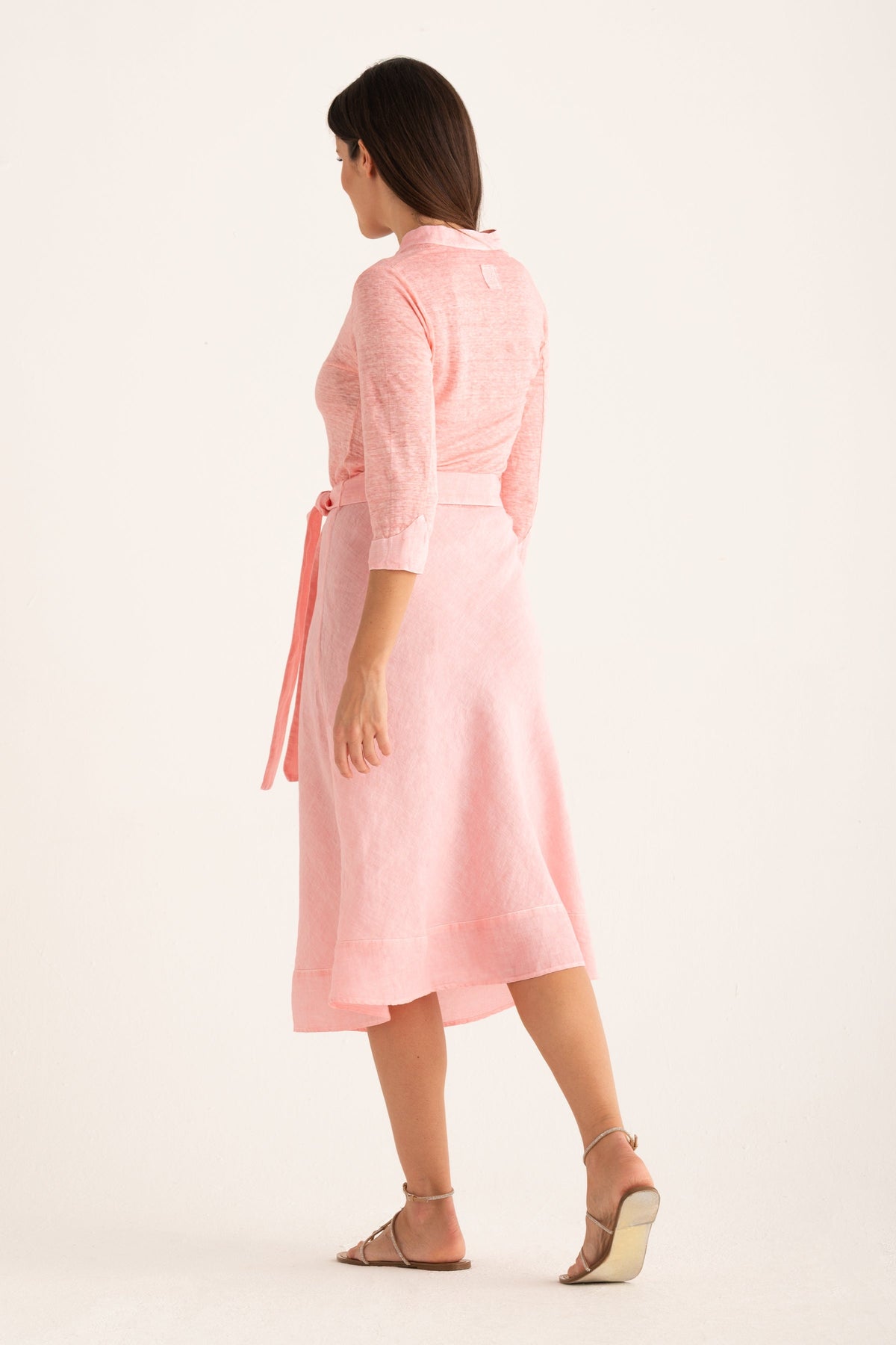 Women's Linen Jersey Midi Dress with Tie Waist – Ballerina, view 5