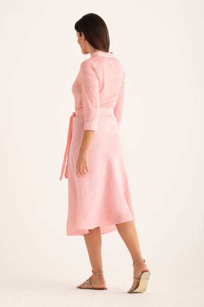 Women's Linen Jersey Midi Dress with Tie Waist – Ballerina, view 5
