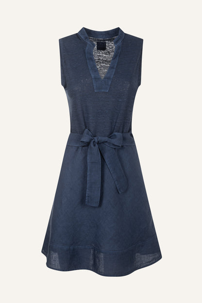 Women's Jersey Dress with Tie Waist – Navy Fade, view 9