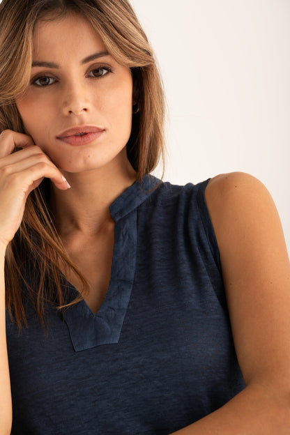 Women's Jersey Dress with Tie Waist – Navy Fade, view 3