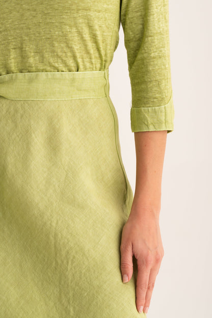 Women's Linen Jersey Midi Dress with Tie Waist – Apple Soft, view 4