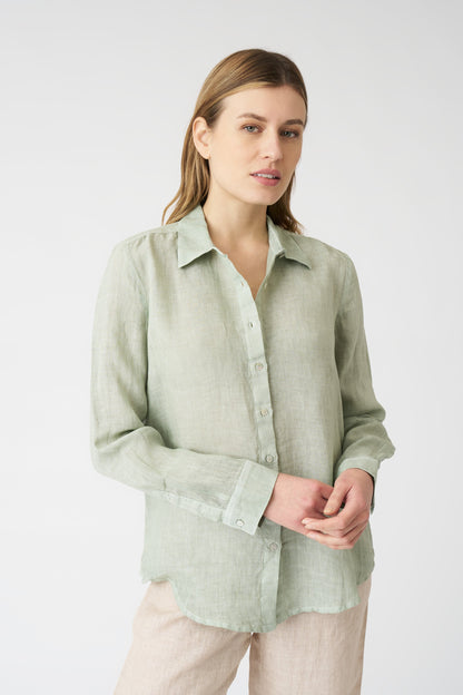 Women's Linen Regular-Fit Shirt – Pistache Soft Fade, view 1