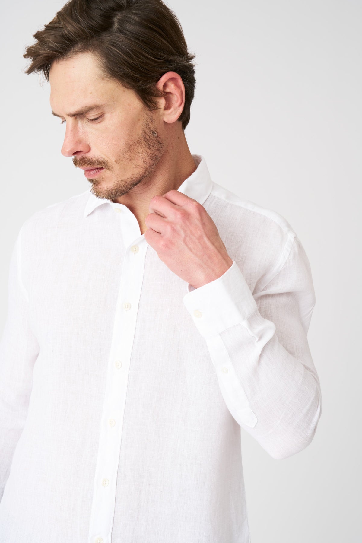 Men's Classic Slim Fit Medium Linen Shirt – White, view 2