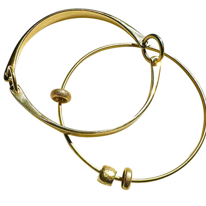 TRIO BEAD 14K GOLD BANGLE