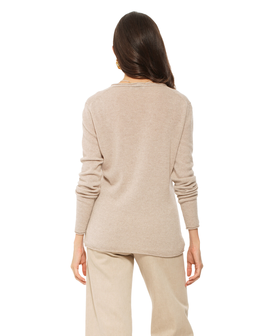 Monticelli Women's Ultra-Light Cashmere V-Neck Sweater Beige 3