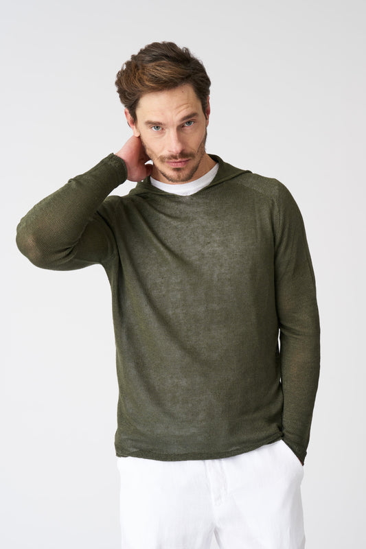 Men's Linen Hooded Sweater – Caffe Soft Fade, view 1