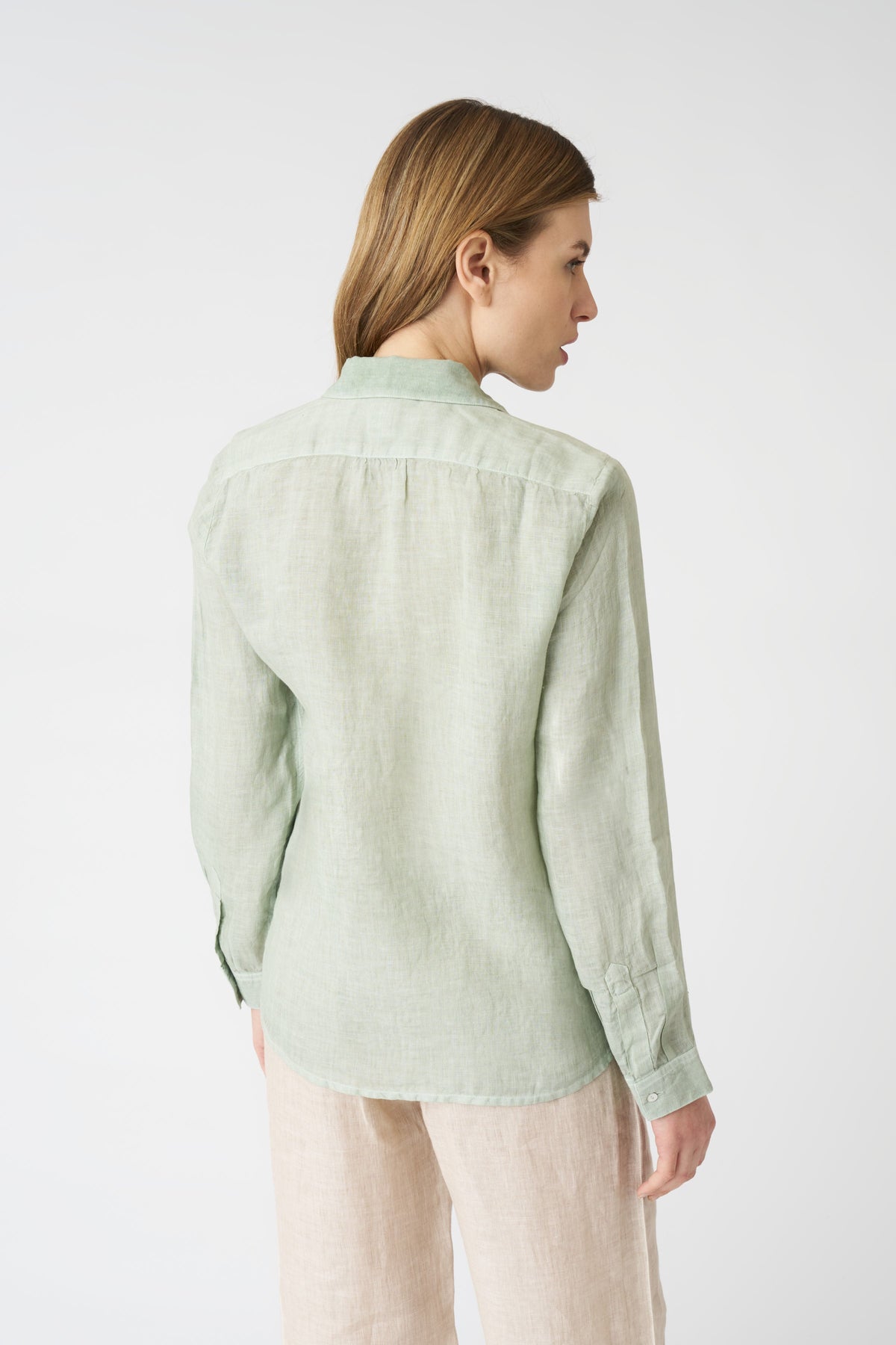 Women's Linen Regular-Fit Shirt – Pistache Soft Fade, view 4