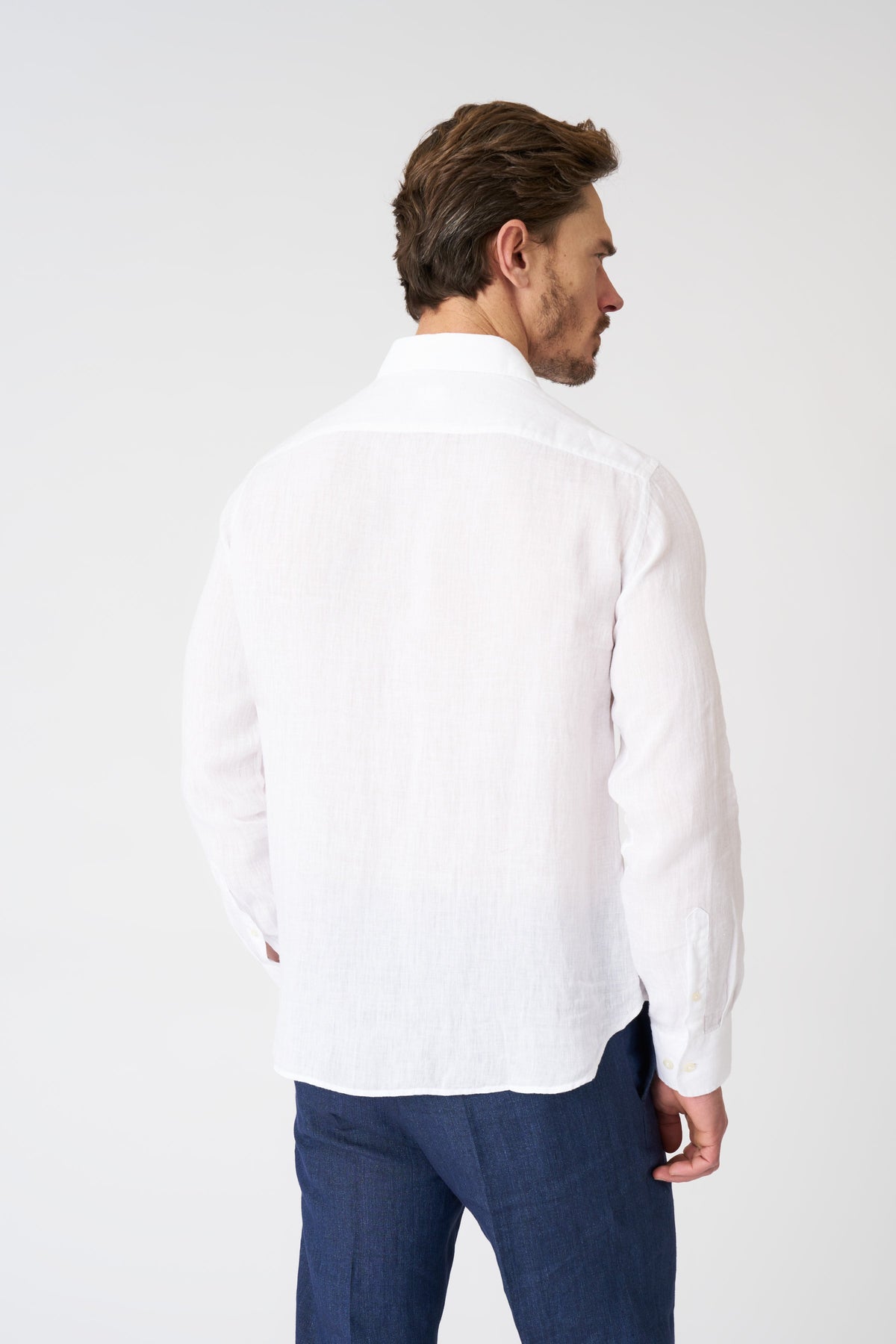 Men's Classic Slim Fit Light Linen Shirt – White, view 4
