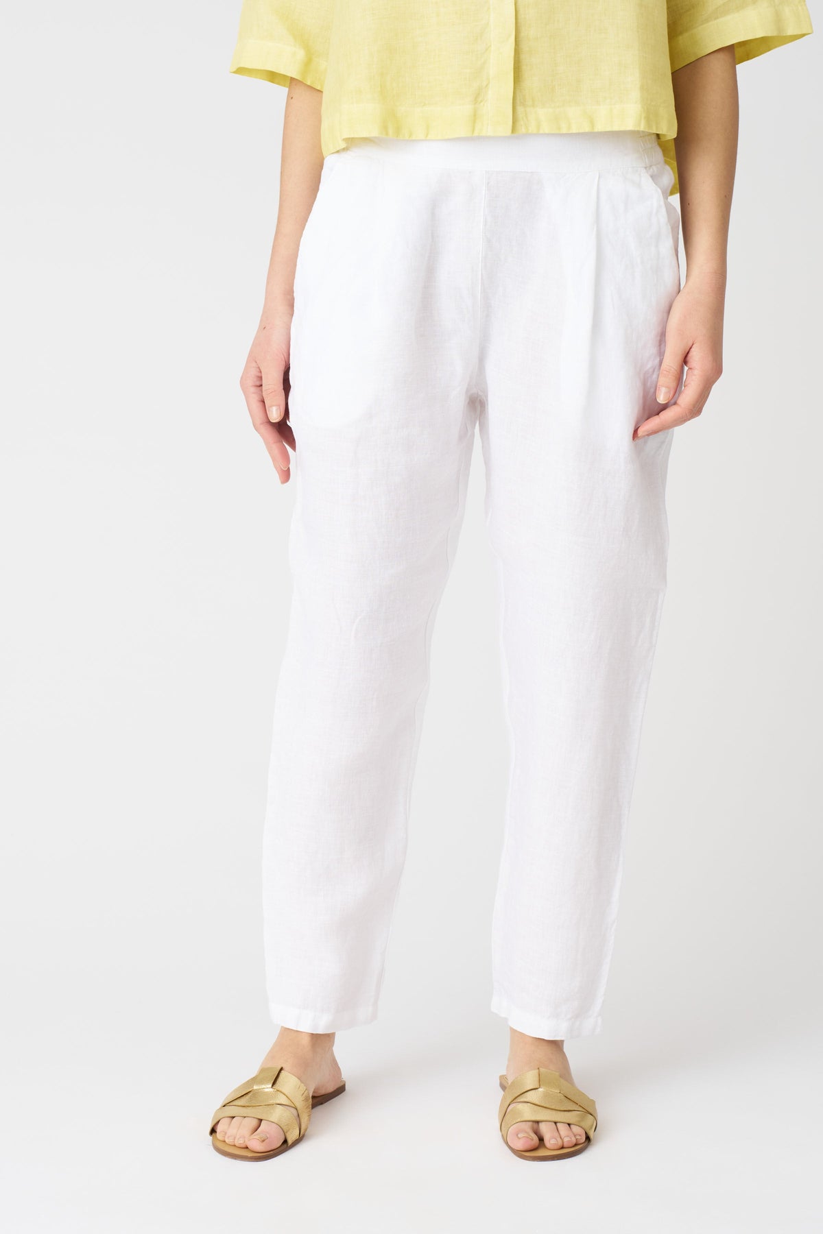 Women's Alessa Linen Pants – White, view 3
