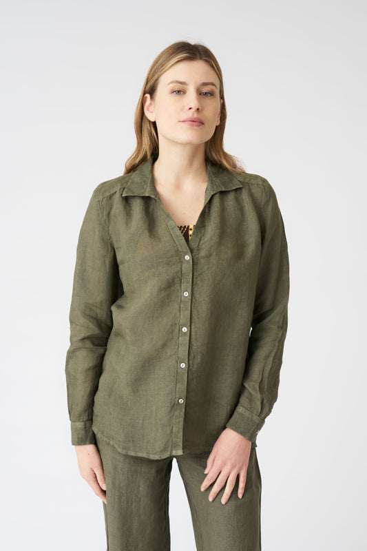Women's Lily Linen Shirt – Caffe Soft Fade, view 1