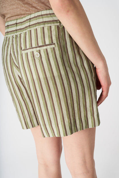 Women's Linen Striped Shorts – Washed, view 2