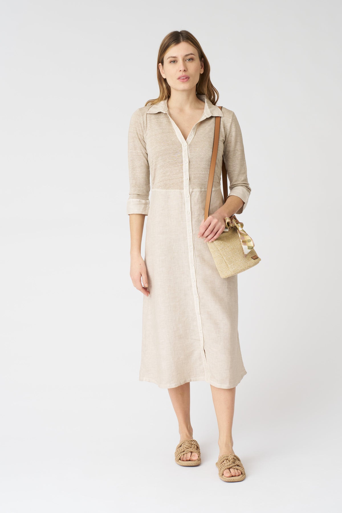 Women's 'Kat' Linen Shirt Dress – Beige Soft Fade, view 1