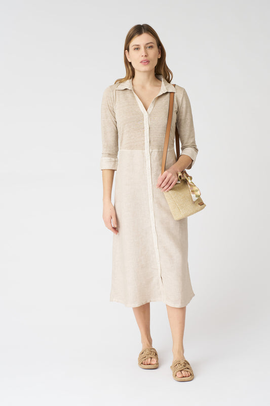 Women's 'Kat' Linen Shirt Dress – Beige Soft Fade, view 1