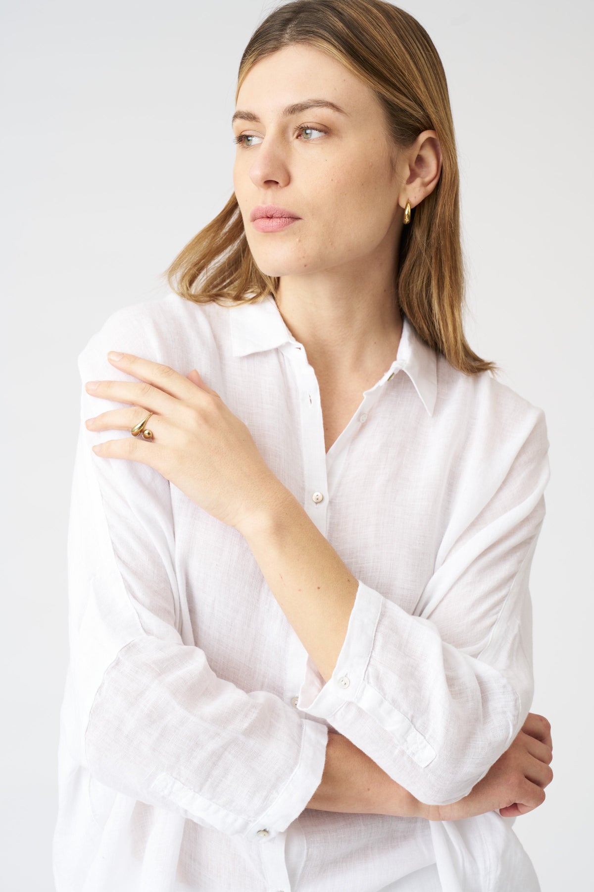 Women's Simona Linen Shirt – White, view 2