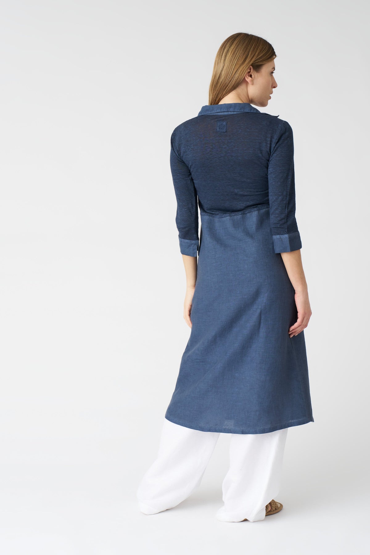 Women's 'Kat' Linen Shirt Dress – Navy Fade, view 4