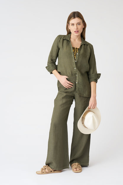 Women's Lily Linen Shirt – Caffe Soft Fade, view 3