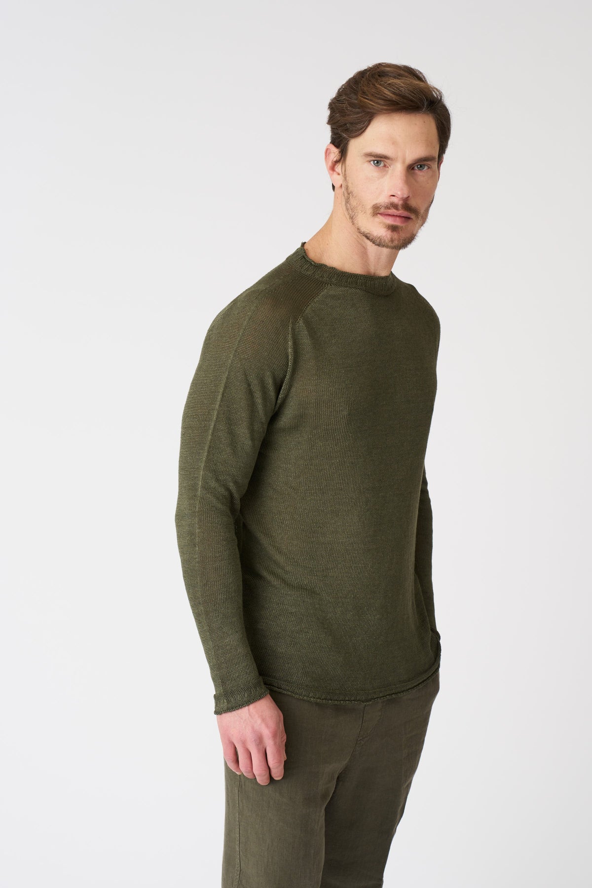 Men's Linen Crewneck Sweater – Caffe Soft Fade, view 1