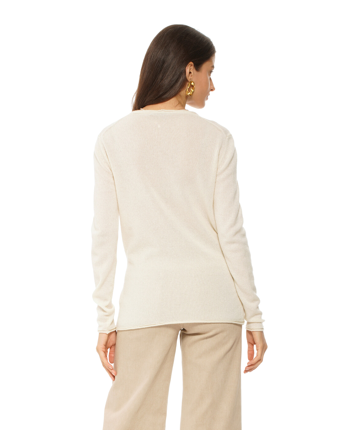 Monticelli Women's Ultra-Light Cashmere V-Neck Sweater Milk White 3
