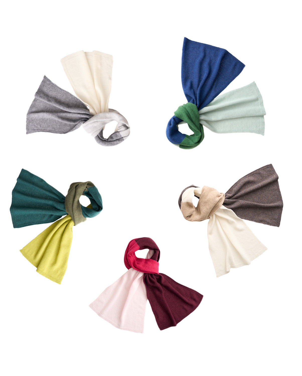 Pure Cashmere Butter-Soft Wide Scarf Tricolor in Chartreuse, Olive and Teal