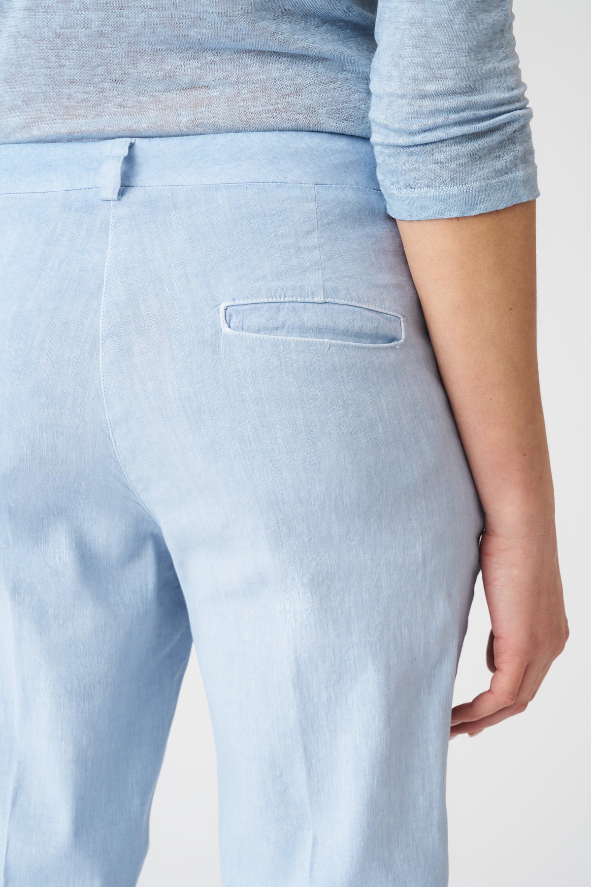 Women's Linen Cropped Chino Pants – Sea Soft Fade, view 2
