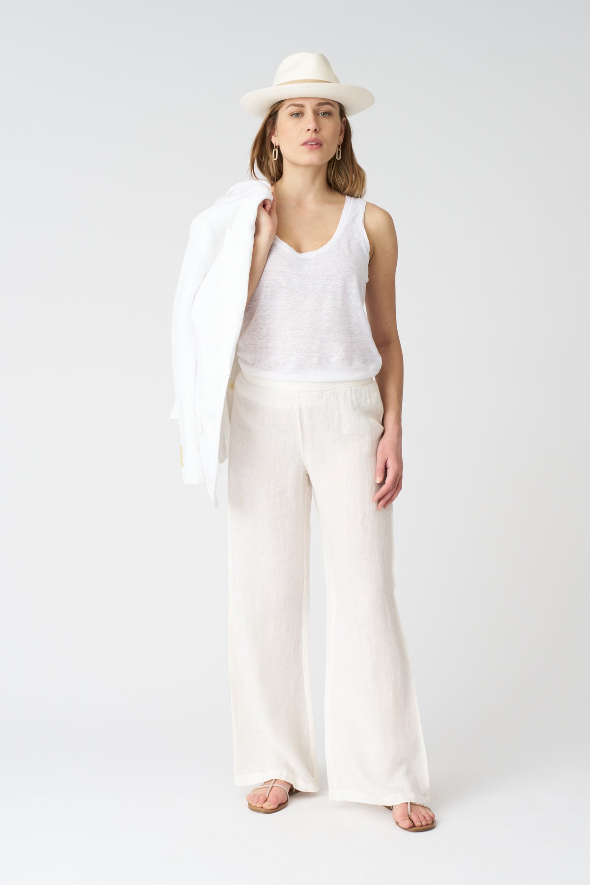 Women's Roma Linen Pants – Milk, view 1