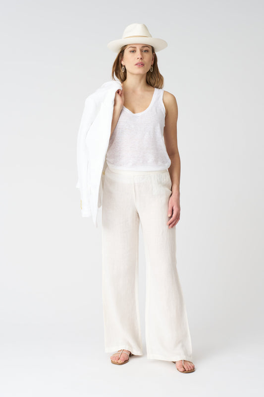 Women's Roma Linen Pants – Milk, view 1