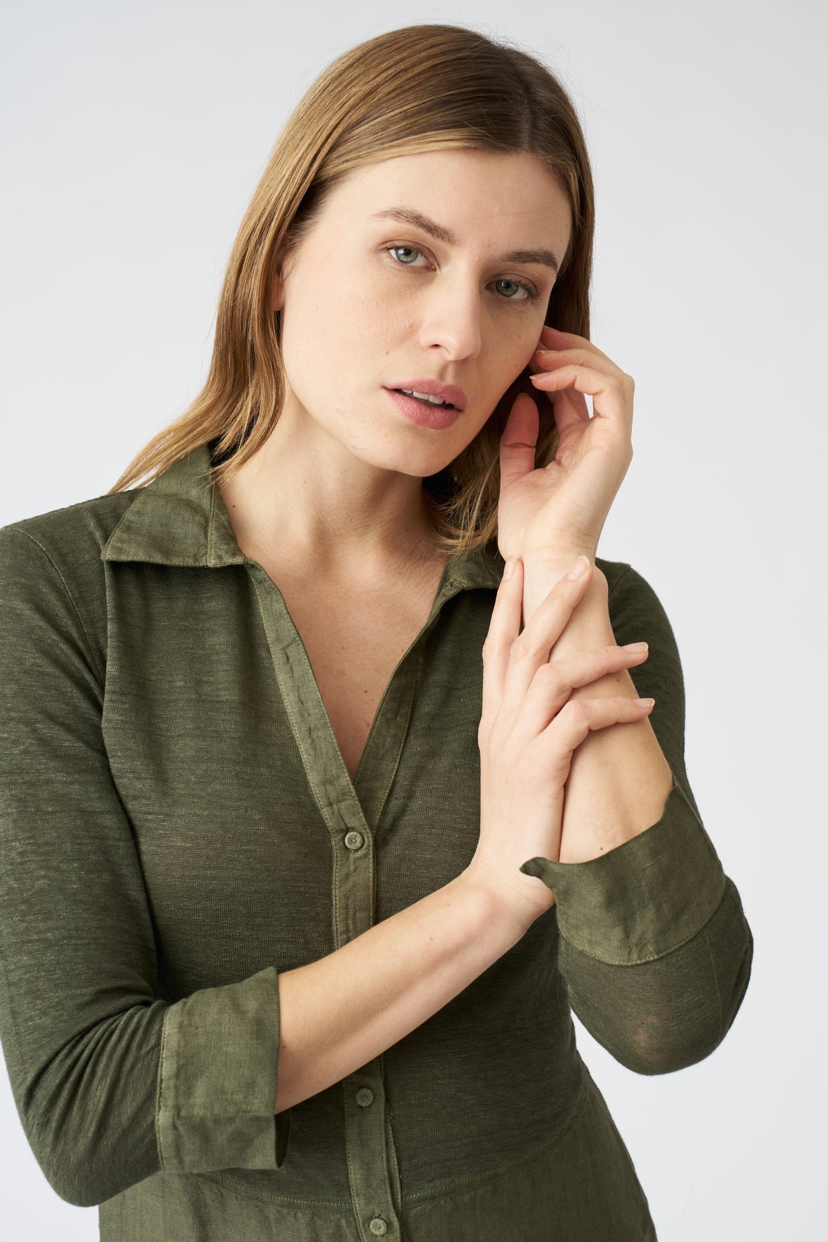 Women's 'Kat' Linen Shirt Dress – Caffe Soft Fade, view 2