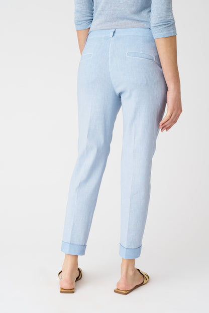 Women's Linen Cropped Chino Pants – Sea Soft Fade, view 4
