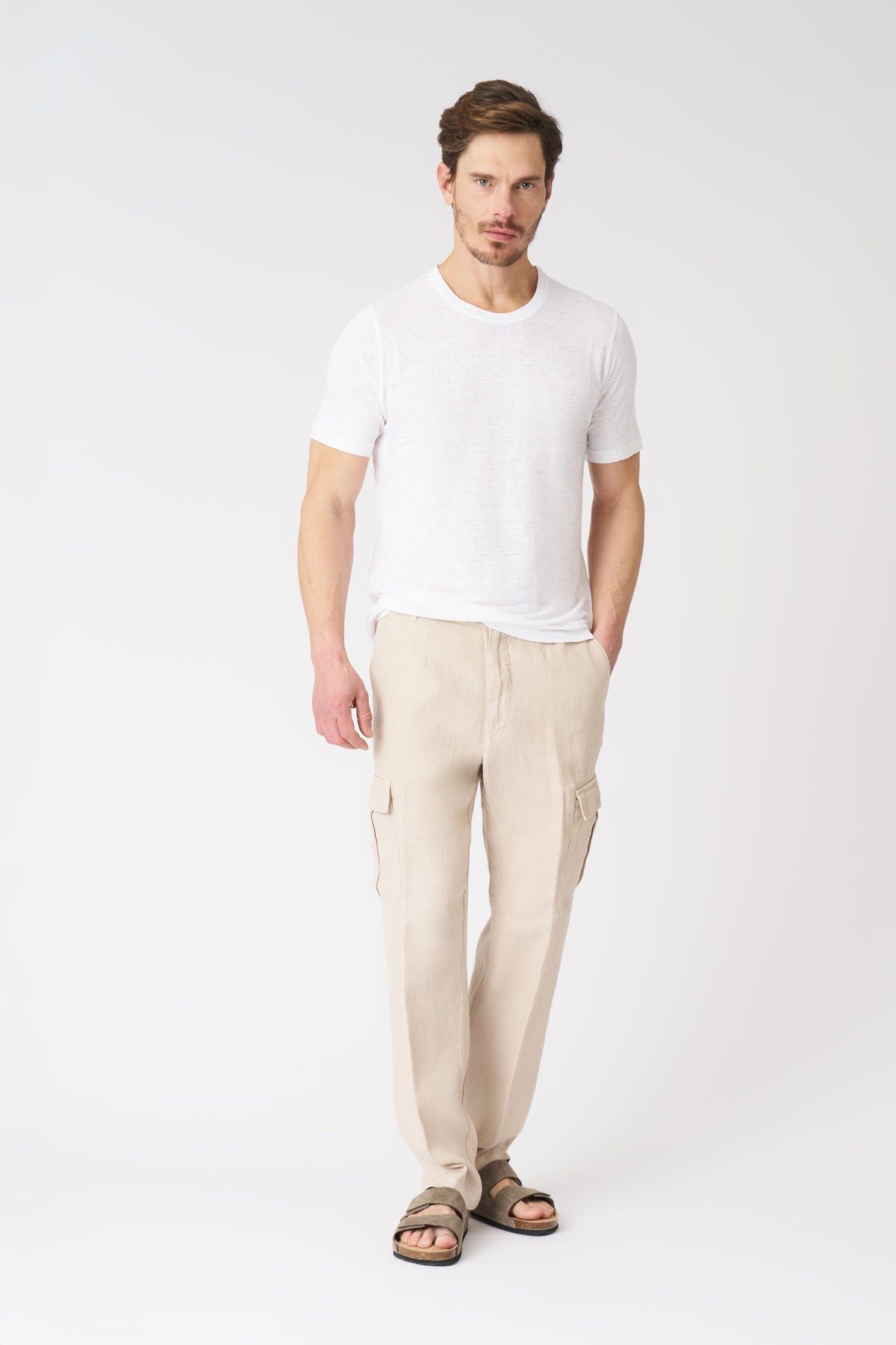 Men's Linen Cargo Pants – Sand, view 1