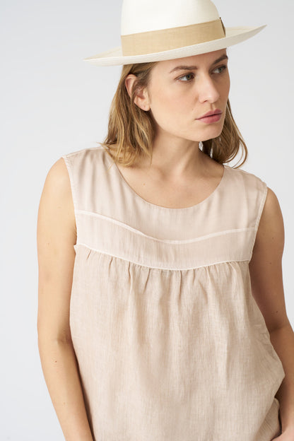 Women's Linen Tank Blouse – Sand, view 2