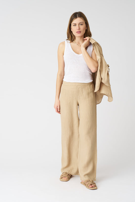 Women's Roma Linen Pants – Almond, view 1