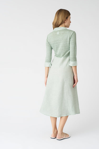 Women's 'Kat' Linen Shirt Dress – Pistache Soft Fade, view 4