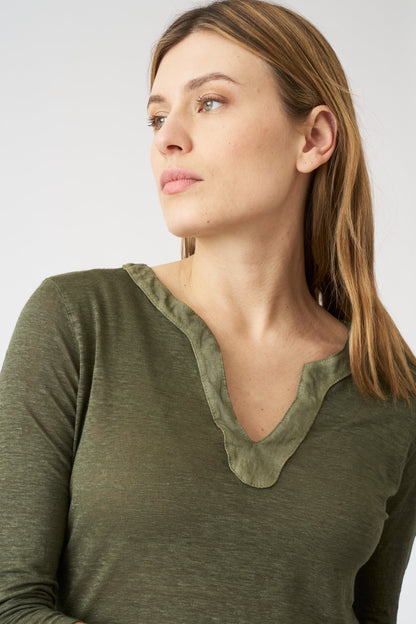 Women's Kara Linen T-Shirt – Caffe Soft Fade, view 2