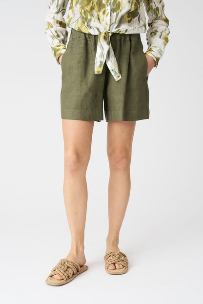 Women's High-Waist Linen Shorts – Caffe Soft Fade, view 3