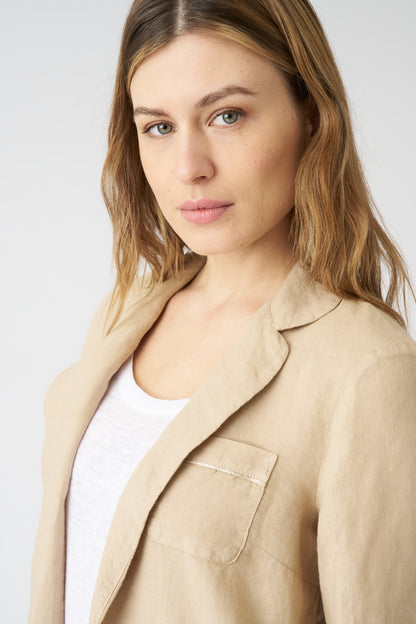 Women's Linen Relaxed Blazer – Almond, view 2