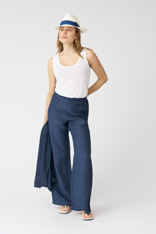Women's Roma Linen Pants – Navy Fade, view 1