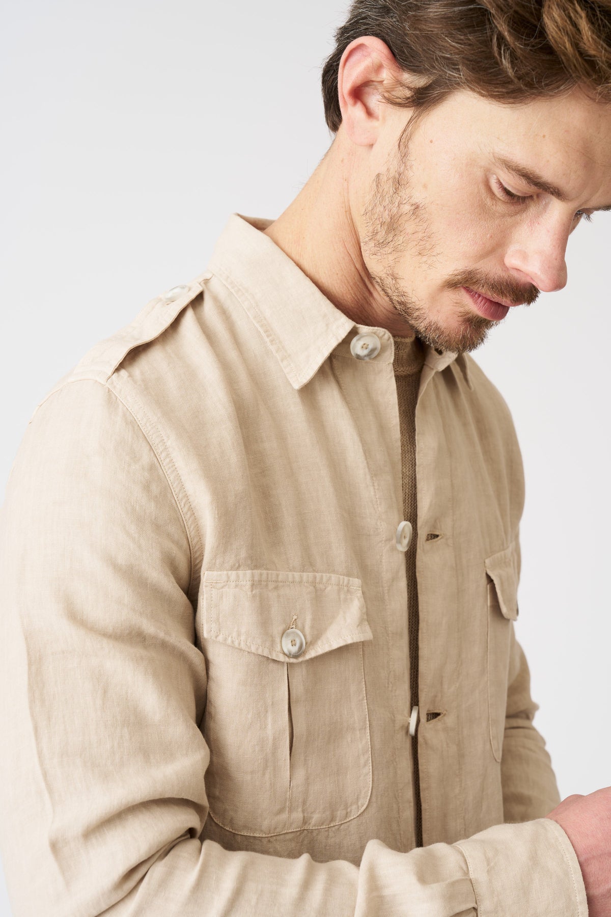 Men's Linen Safari Jacket – Sand, view 2